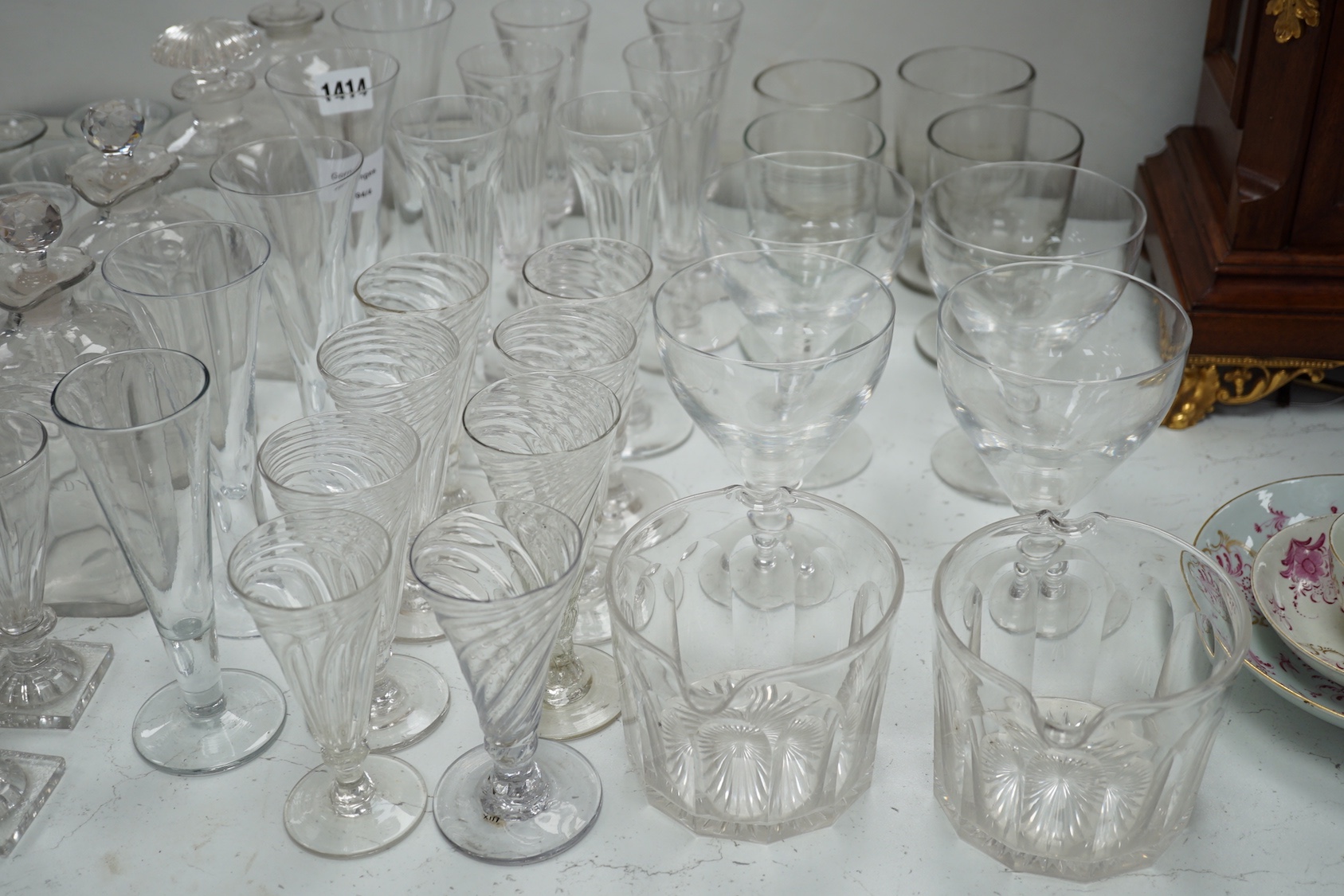 A collection of Georgian and later ale flutes ‘ drinking glasses